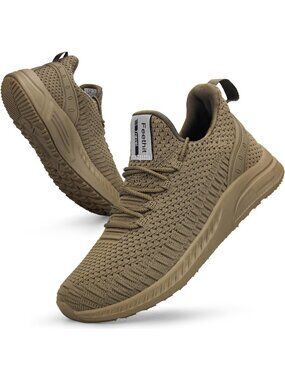 Women's Khaki Mesh Lightweight Casual Tennis Running Sneakers for Travel Work